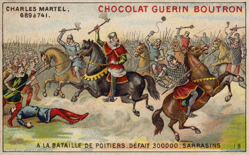 Charles Martel defeating an army of 300,000 Saracens at the Battle of Poitiers, 732 by French School