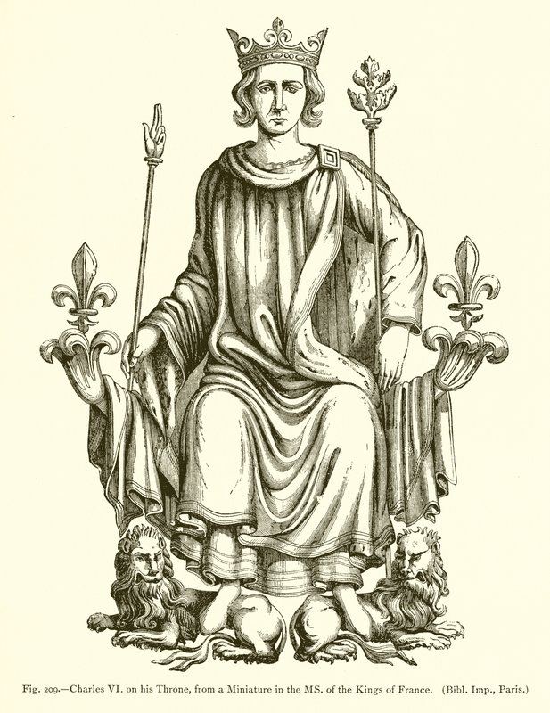Charles VI on his Throne, from a Miniature in the MS. of the Kings of France by French School