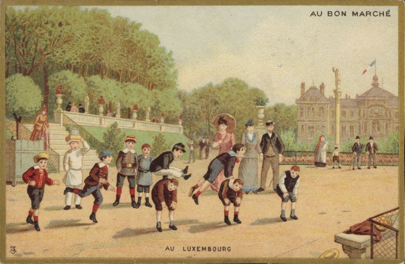 Children Playing Leap Frog in Luxembourg Gardens by French School
