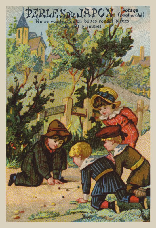 Children Playing Marbles by French School