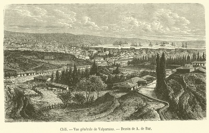 Chile, General View of Valparaiso by French School