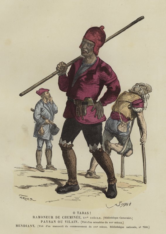Chimney sweep, peasant and beggar, 15th Century by French School