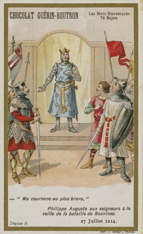 Chocolat Guerin-Boutron trade card, Historic Words series by French School