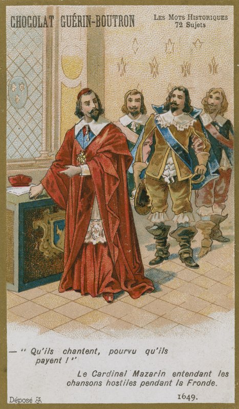 Chocolat Guerin-Boutron trade card, Historic Words series by French School