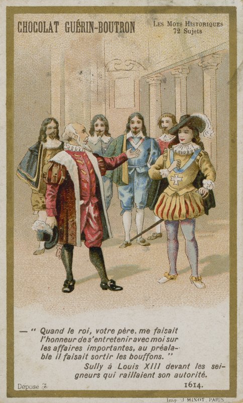 Chocolat Guerin-Boutron trade card, Historic Words series by French School