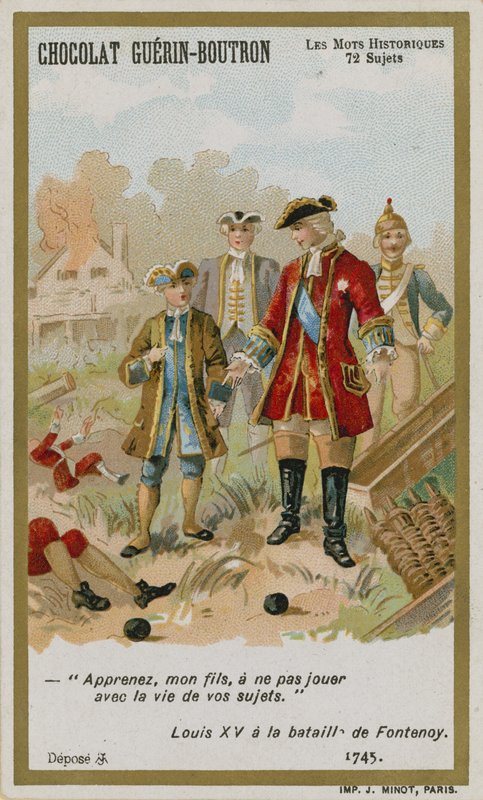 Chocolat Guerin-Boutron trade card, Historic Words series by French School