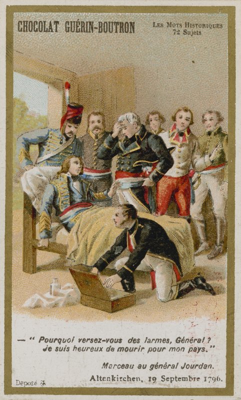 Chocolat Guerin-Boutron trade card, Historic Words series by French School