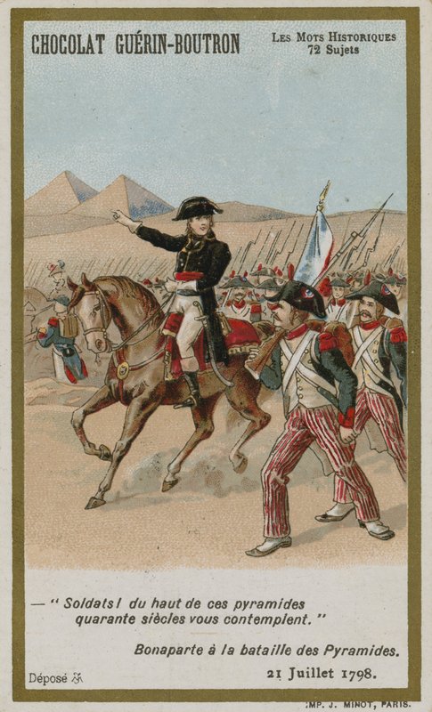Chocolat Guerin-Boutron trade card, Historic Words series by French School