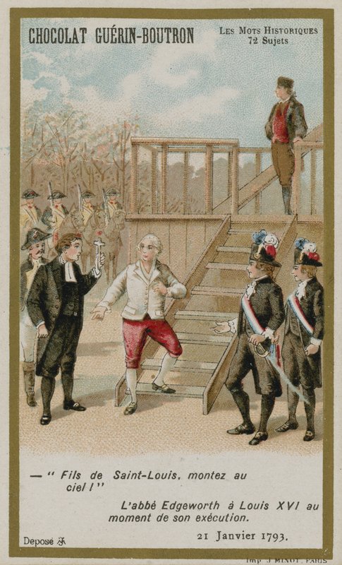 Chocolat Guerin-Boutron trade card, Historic Words series by French School