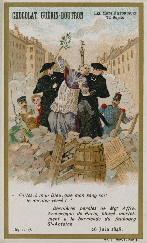 Chocolat Guerin-Boutron trade card, Historic Words series by French School