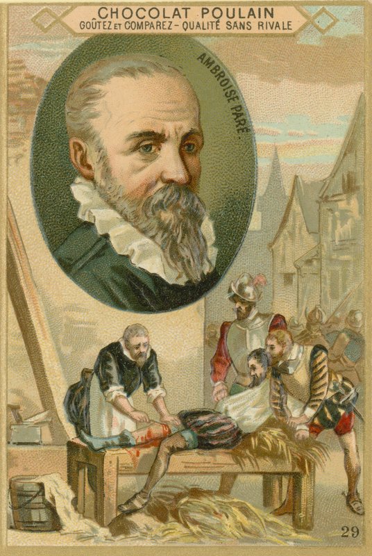 Chocolat Poulain trade card, Ambroise Pare by French School