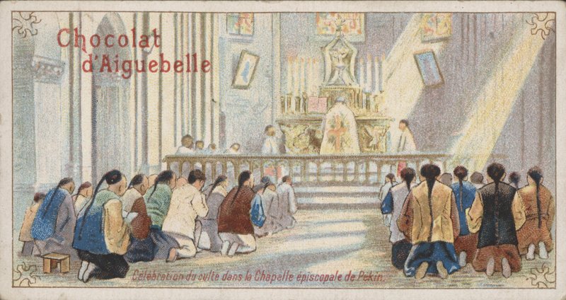 Christians worshipping in the Episcopal Chapel of Beijing by French School