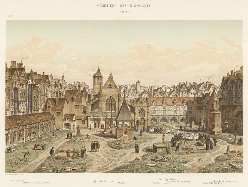 Cemetery of the Innocents, 1550 by French School
