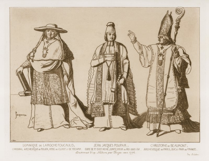 Clerical Dress, Drawings After Artwork by Touzee, Circa 1776 by French School