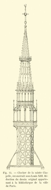 Bell tower of the Sainte Chapelle, rebuilt under Louis XIII, Reduction of the original drawing belonging to the library of the city of Paris by French School
