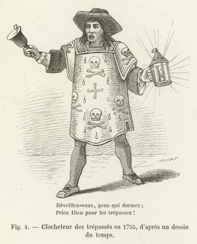 Bell ringer of the deceased in 1755, after a drawing of the time by French School