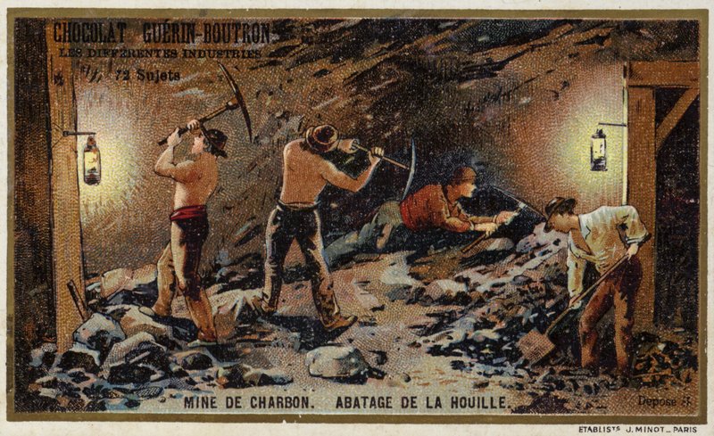 Coal Mine. Hewing Coal at the Coal Face by French School
