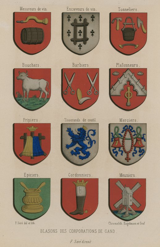 Coats of arms of the corporations of Ghent by French School