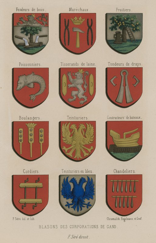 Coats of arms of the corporations of Ghent by French School