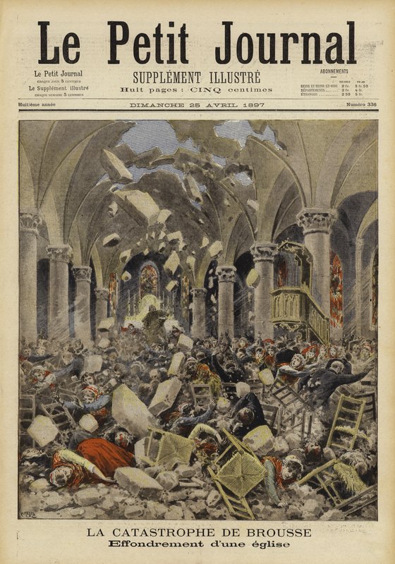 Collapse of a church roof, Brousse, France, 1897 by French School