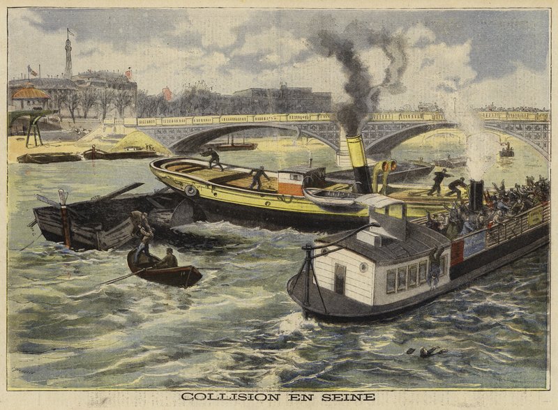 Collision on the River Seine, Paris, 1897 by French School