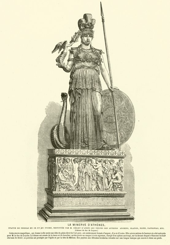 Copy of the Athena Parthenos, monumental statue by the Ancient Greek sculptor Phidias by French School