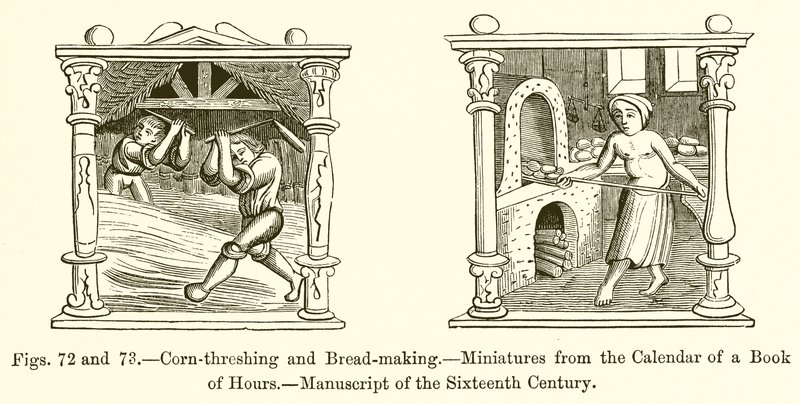 Corn-threshing and Bread-making by French School