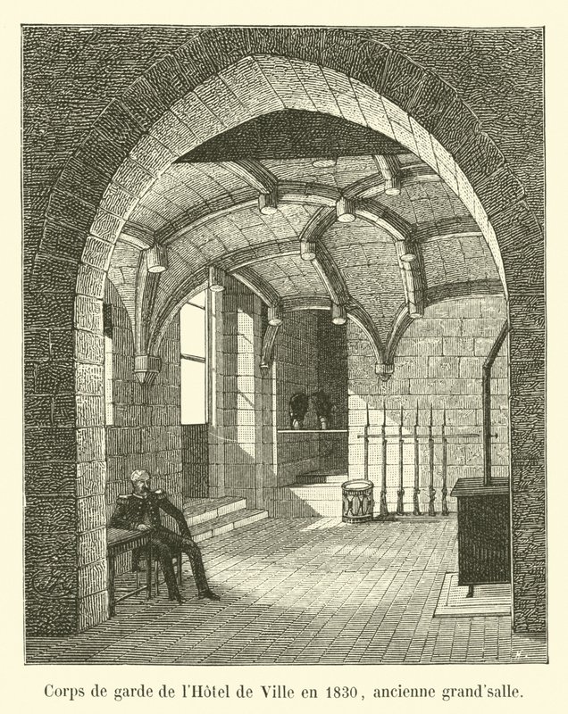 Guardhouse of the Hotel de Ville in 1830, former great hall by French School