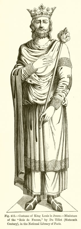 Costume of King Louis le Jeune, Miniature of the Rois de France, by Du Tillet, Sixteenth Century, in the National Library of Paris by French School