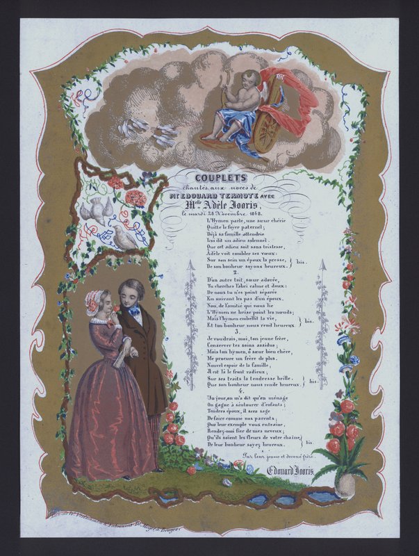 Couplets sung at the wedding of Edouard Termote and Adele Jooris, France by French School