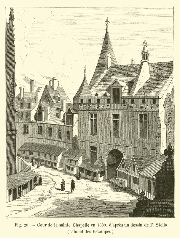 Court of the Sainte Chapelle in 1630, after a drawing by F Stella, Cabinet of Prints by French School