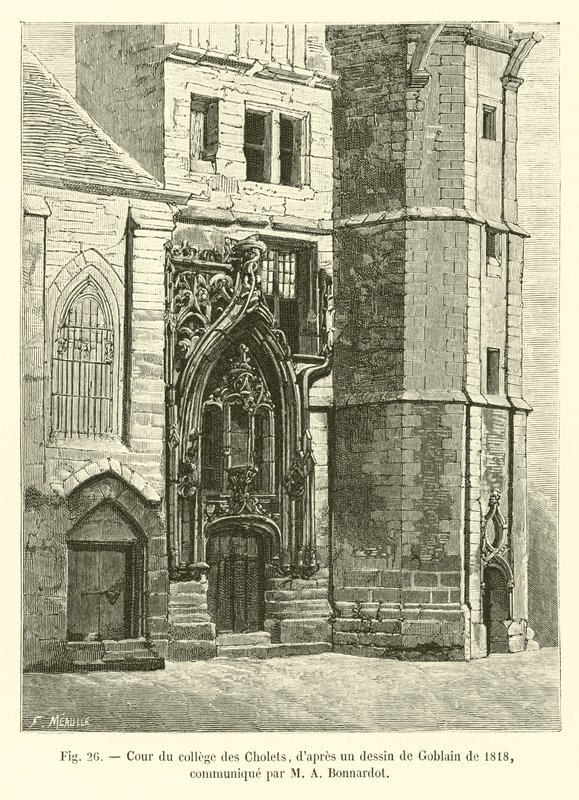 Courtyard of the College of Cholets, after a drawing by Goblain from 1818, communicated by Mr. A. Bonnardot by French School