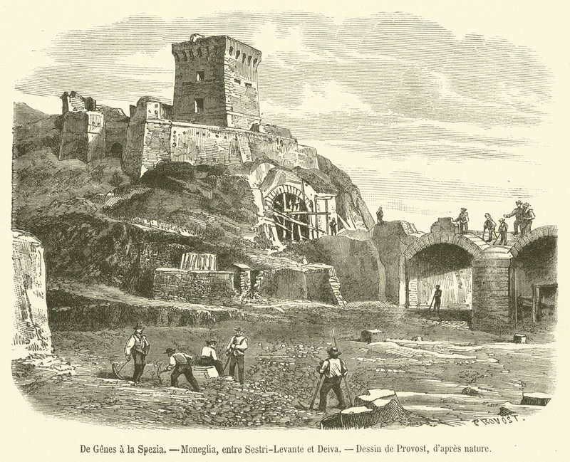 From Genoa to La Spezia, Moneglia, Between Sestri-Levante and Deiva (engraving) by French School