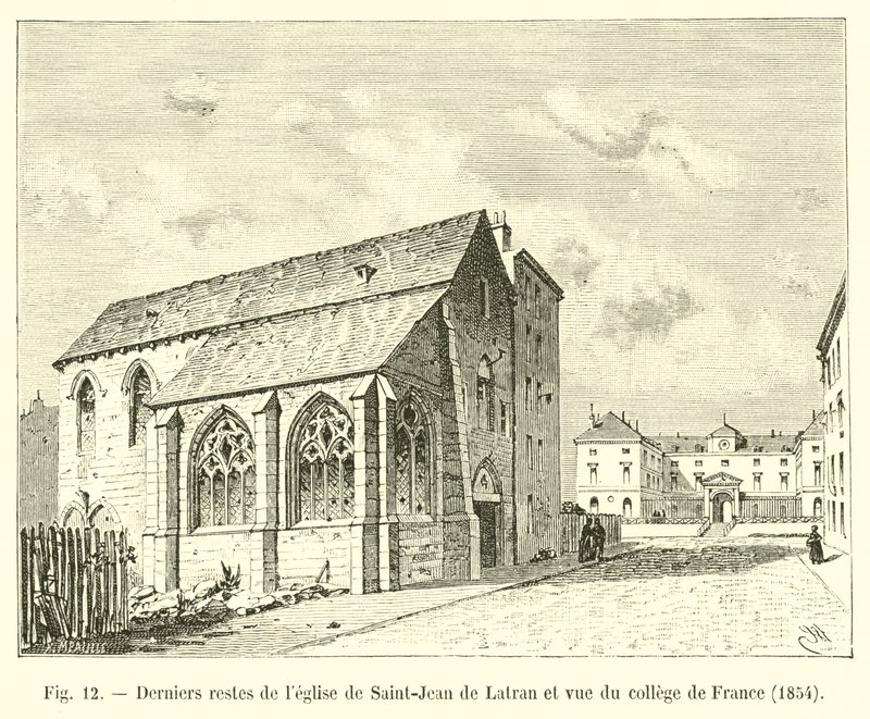 Last remains of the church of Saint-Jean de Latran and view of the College of France, 1854 by French School