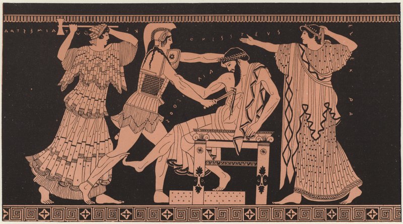 Detail of Greek pottery by French School