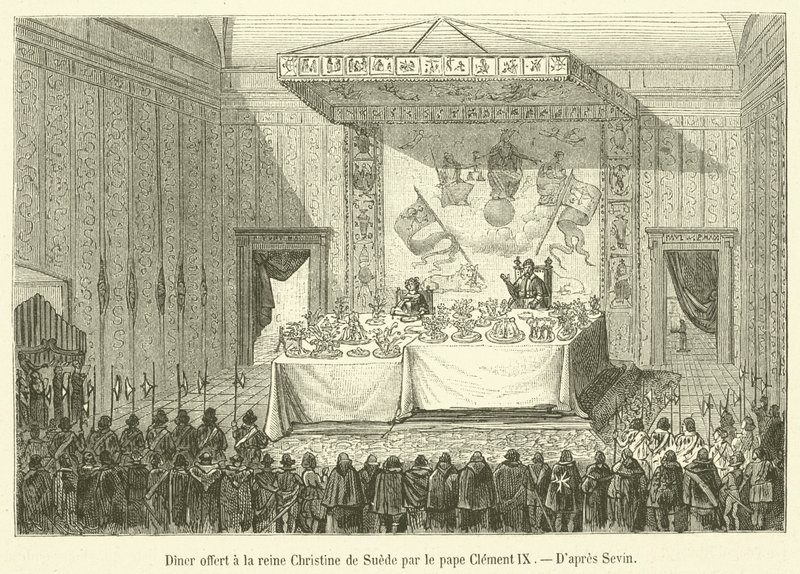Dinner Offered to Queen Christina of Sweden by Pope Clement IX by French School