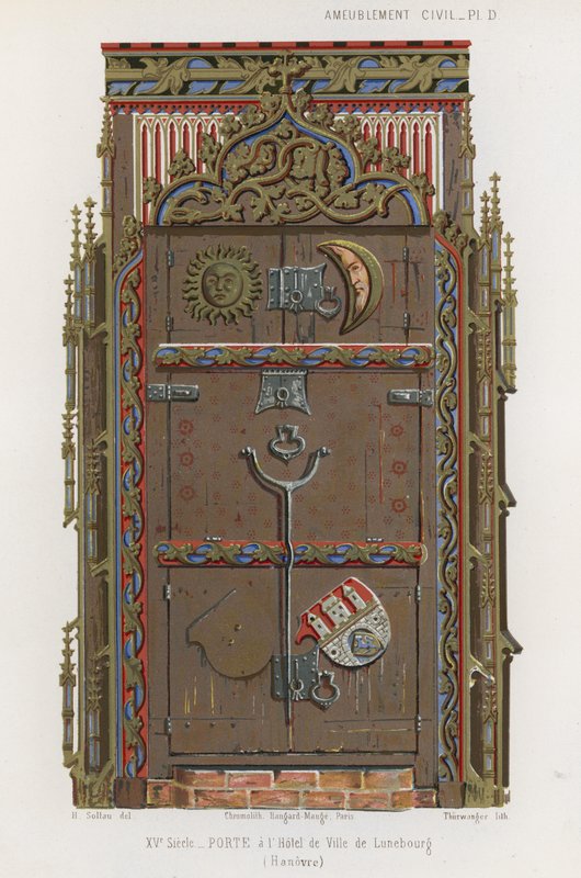 Door in the town hall of Luneburg by French School