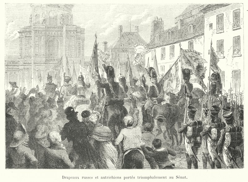 Russian and Austrian Flags Triumphantly Carried to the Senate by French School