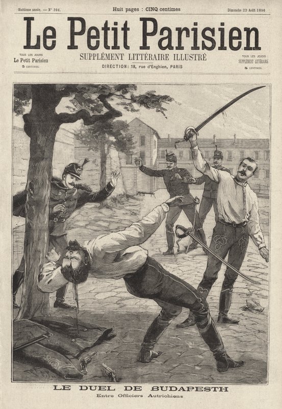 Duel between two Austro-Hungarian army officers in Budapest by French School