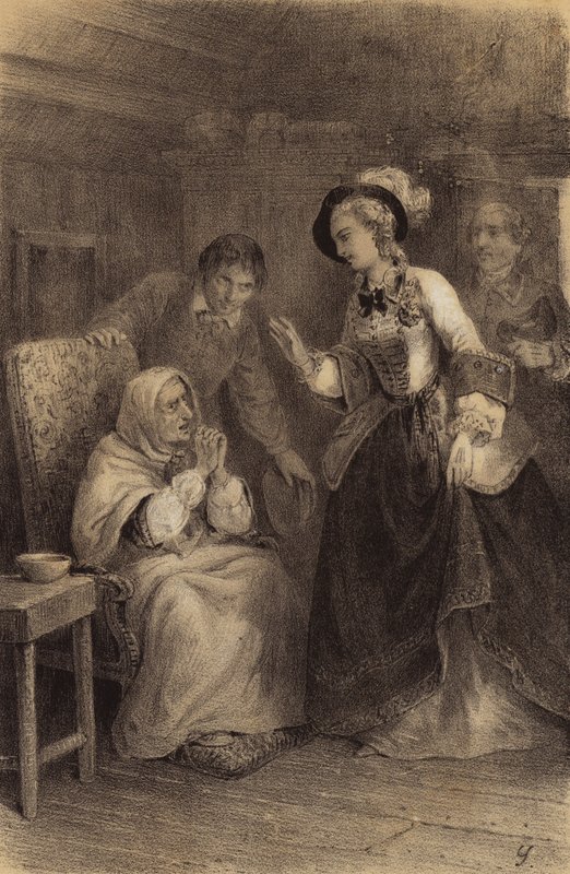 Empress Maria Theresa of Austria visiting a housebound poor woman by French School