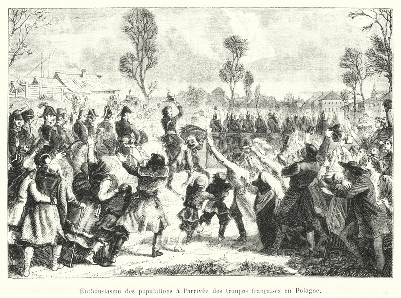 Enthusiasm of the Populations at the Arrival of French Troops in Poland (engraving) by French School
