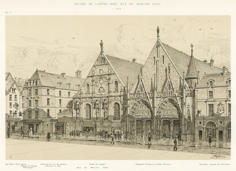 Entrance of the Hotel-Dieu, Rue du Marche Palu, 1590 by French School