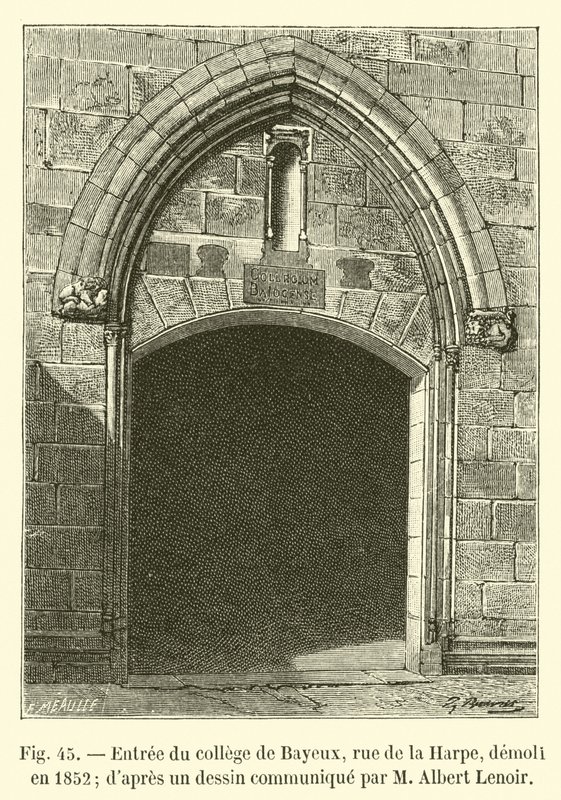 Entrance of the College of Bayeux, Rue de la Harpe, Demolished in 1852, after a Drawing Communicated by M. Albert Lenoir by French School