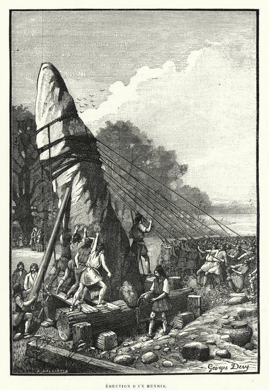 Erection of a Menhir by French School