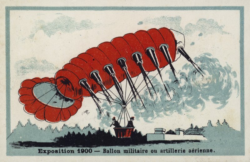 Exposition 1900 - military balloon or aerial artillery by French School