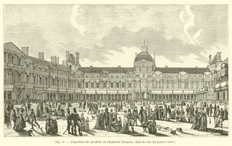 Exhibition of French Industry products, in the courtyard of the Louvre, 1801 by French School