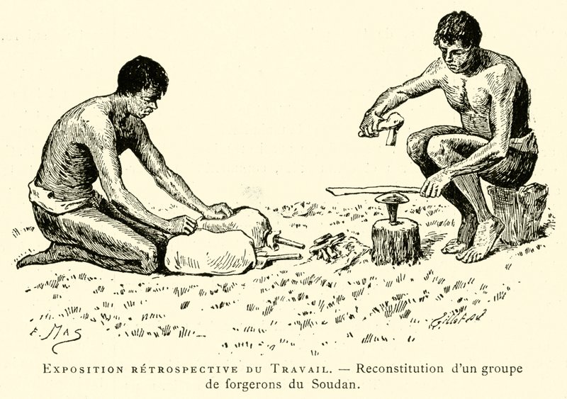Retrospective Exhibition of Work, Reconstruction of a Group of Blacksmiths from Sudan by French School