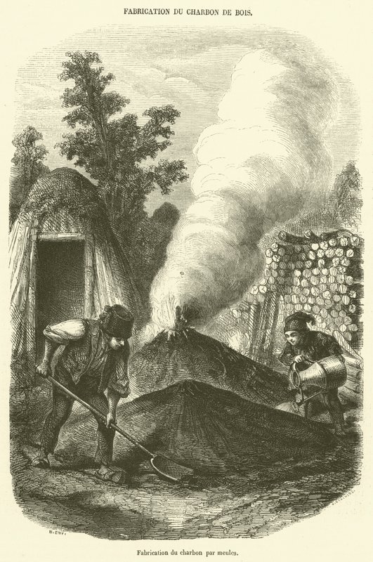 Charcoal Production by Piles by French School