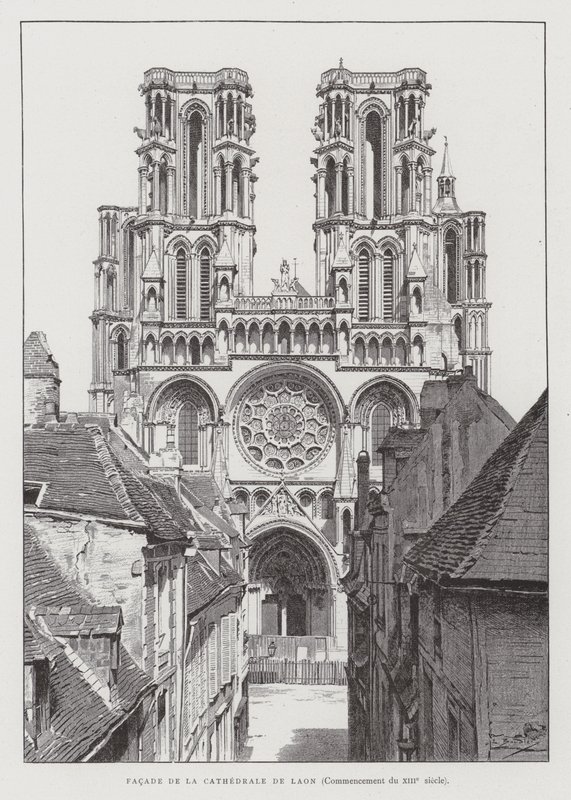 Facade of Laon Cathedral, early 13th Century by French School