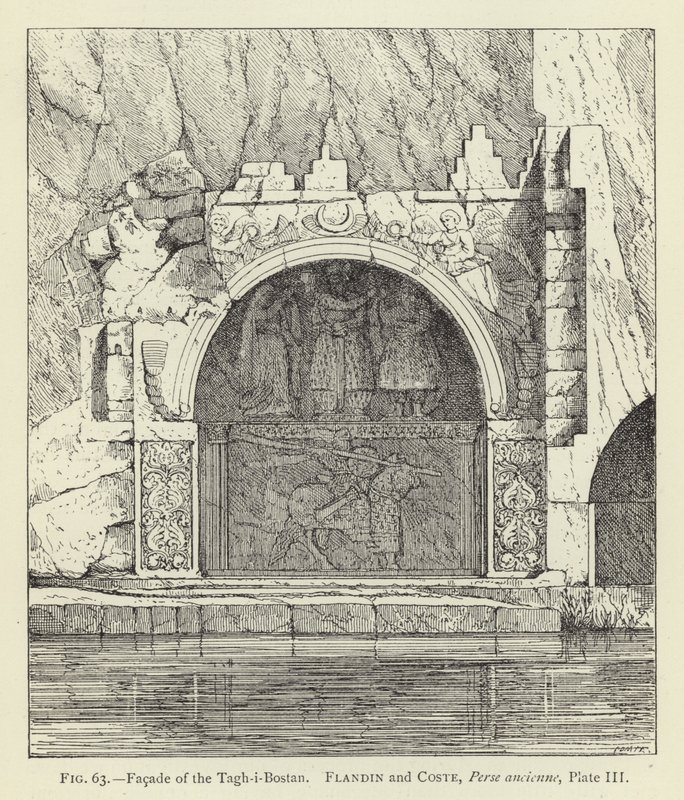 Facade of the Tagh-i-Bostan by French School